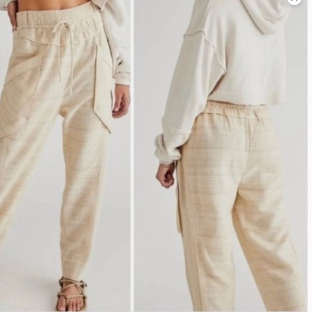 Free People Cream Drawstring Pants